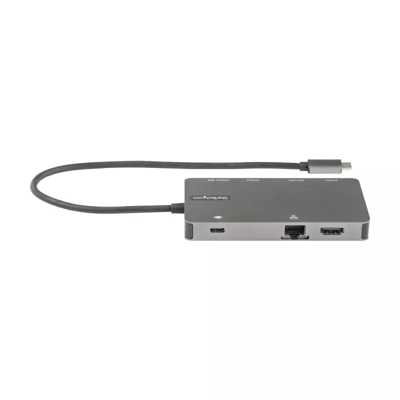 StarTech.com USB-C daugiafunkcis adapteris – HDMI 4K 30 Hz arba VGA kelionių dokas – 5 Gbps USB 3.0 šakotuvas (USB-A / USB-C prievadai) – 100 W maitinimo perdavimas – SD / „MicroSD“ – GbE – 30 cm laidas – USB-C mini dokas