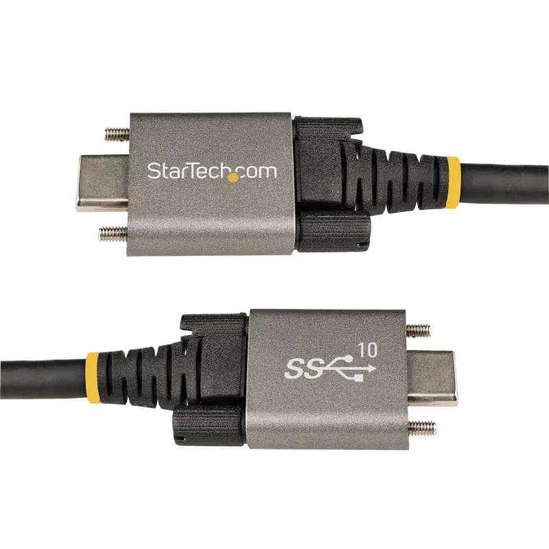 StarTech.com 20 colių (50 cm) šoninio varžto fiksavimo USB-C laidas 10 Gbps – USB 3.1/3.2 Gen 2 Type-C laidas – 100 W (5 A) Power Delivery įkrovimas, DP Alt Mode – dvigubas varžto fiksavimas – USB-C laidas įkrovimui / sinchronizavimui