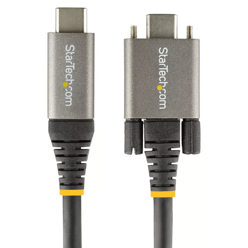 StarTech.com 20 colių (50 cm) šoninio varžto fiksavimo USB-C laidas 10 Gbps – USB 3.1/3.2 Gen 2 Type-C laidas – 100 W (5 A) Power Delivery įkrovimas, DP Alt Mode – dvigubas varžto fiksavimas – USB-C laidas įkrovimui / sinchronizavimui