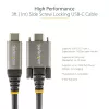StarTech.com 20 colių (50 cm) šoninio varžto fiksavimo USB-C laidas 10 Gbps – USB 3.1/3.2 Gen 2 Type-C laidas – 100 W (5 A) Power Delivery įkrovimas, DP Alt Mode – dvigubas varžto fiksavimas – USB-C laidas įkrovimui / sinchronizavimui