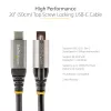 StarTech.com 20 colių (50 cm) viršutinio varžto fiksavimo USB-C laidas 10 Gbps – USB 3.1/3.2 Gen 2 Type-C laidas – 100 W (5 A) Power Delivery įkrovimas, DP Alt Mode – vienas varžto fiksatorius, USB-C laidas įkrovimui / sinchronizavimui