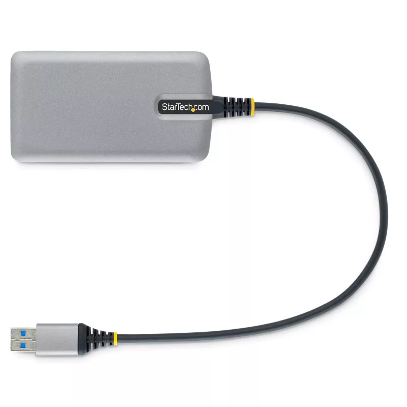 StarTech.com 3 prievadų USB šakotuvas su Ethernet – 3x USB-A prievadai – Gigabit Ethernet (RJ-45) – USB 3.0 5 Gbps – maitinamas per magistralę – 1 pėdos/30 cm ilgio laidas – nešiojamas nešiojamojo kompiuterio USB šakotuvo adapteris su GbE