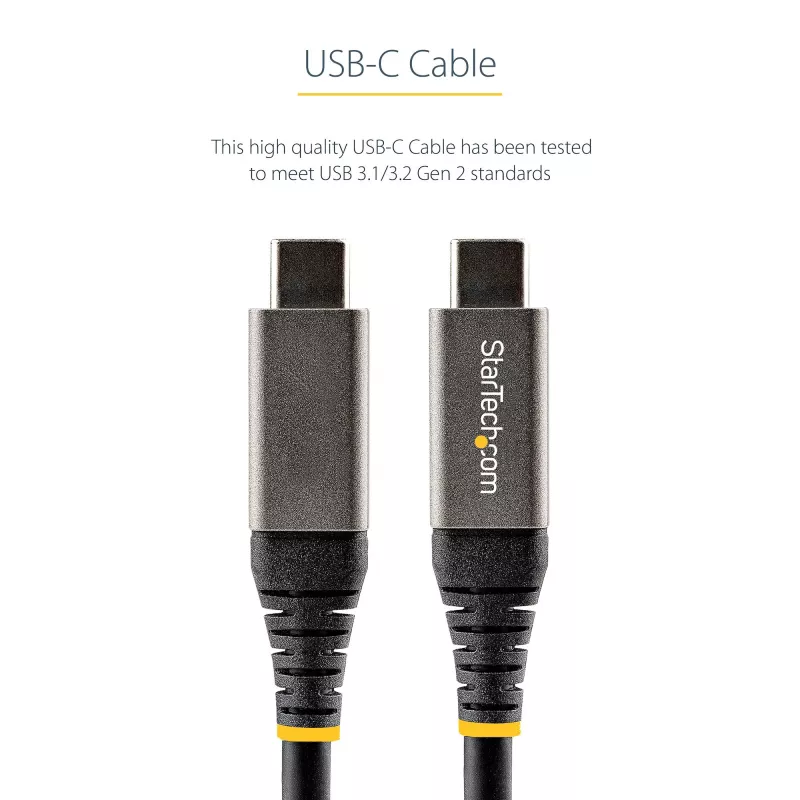 StarTech.com 20 col. (50cm) USB-C laidas 10 Gbps - USB 3.1 Type-C laidas - 100 W (5 A) Power Delivery įkrovimas, DP Alt Mode - USB-C laidas USB-C nešiojamam kompiuteriui/telefonui/įrenginiui - Įkrovimas/Sinchronizavimas