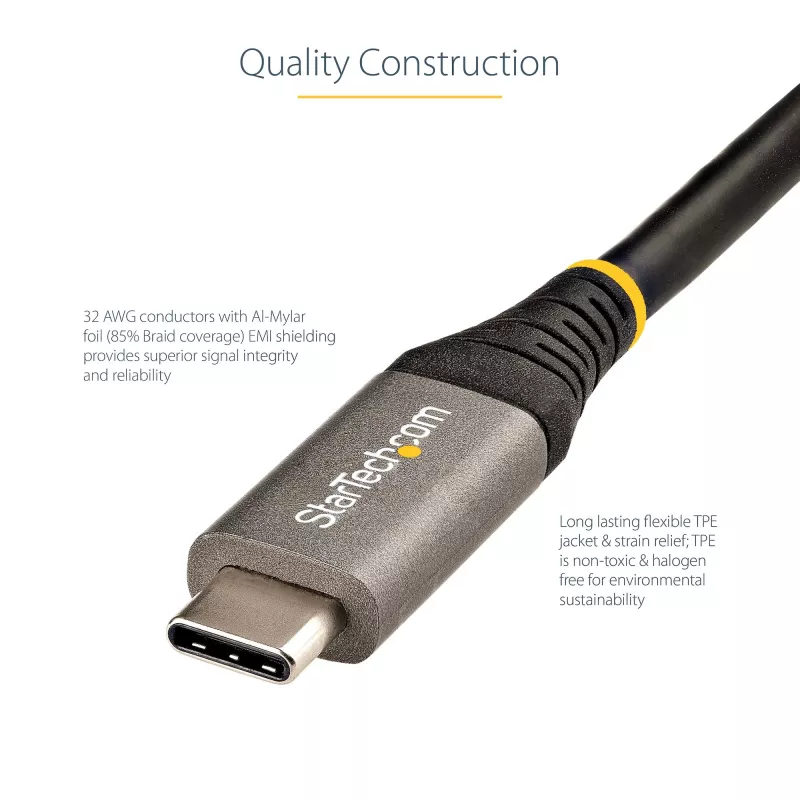 StarTech.com 20 col. (50cm) USB-C laidas 10 Gbps - USB 3.1 Type-C laidas - 100 W (5 A) Power Delivery įkrovimas, DP Alt Mode - USB-C laidas USB-C nešiojamam kompiuteriui/telefonui/įrenginiui - Įkrovimas/Sinchronizavimas