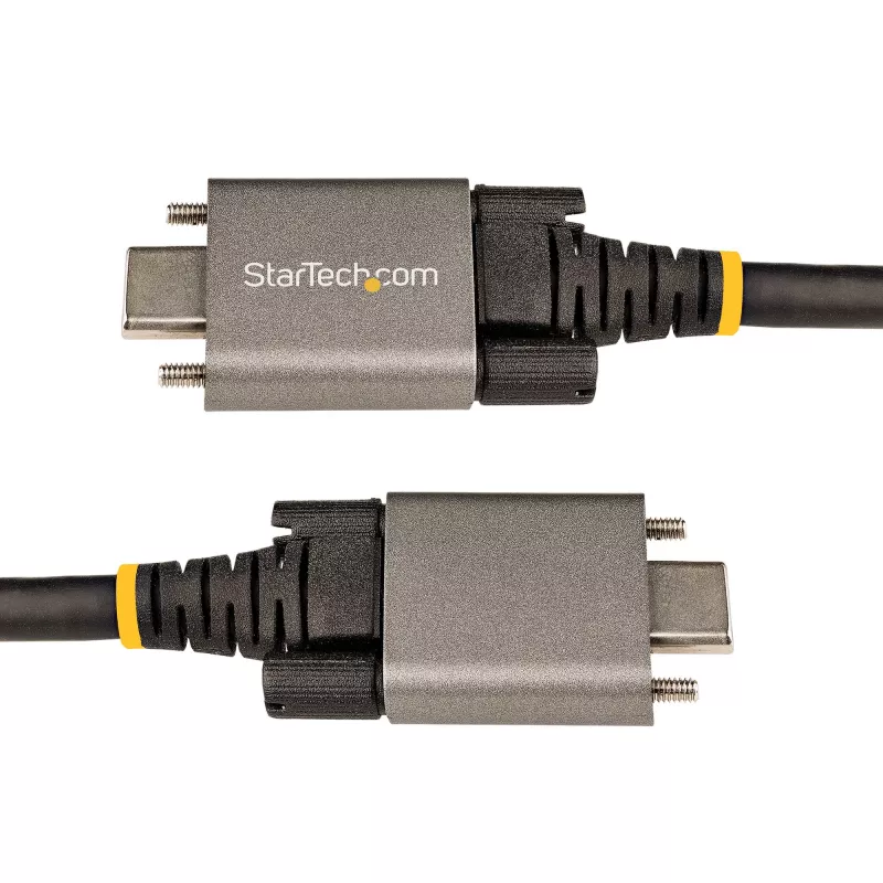 StarTech.com 3 pėdų (1 m) USB-C laidas su šoniniais varžtiniais užraktais, 10 Gbps – USB-IF sertifikuotas USB-C laidas – USB 3.1/3.2 Gen 2 Type-C laidas – 100 W (5 A) Power Delivery įkrovimas, DP Alt Mode – dvigubas varžtinis užraktas – USB-C laidas įkrovimui / sinchronizavimui