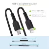 StarTech.com 1m (3 pėd.) USB-C į Lightning laidas, MFi sertifikuotas, spiralinis iPhone įkroviklio laidas, juodas, patvarus TPE apvalkalas aramidiniu pluoštu, itin tvirtas spiralinis Lightning laidas
