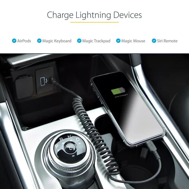 StarTech.com 1m (3 pėd.) USB-C į Lightning laidas, MFi sertifikuotas, spiralinis iPhone įkroviklio laidas, juodas, patvarus TPE apvalkalas aramidiniu pluoštu, itin tvirtas spiralinis Lightning laidas