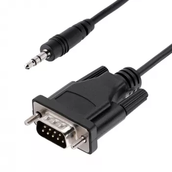 StarTech.com 3 pėdų (1 m) DB9 į 3,5 mm nuoseklųjį kabelį, skirtą nuosekliųjų įrenginių konfigūravimui, RS232 DB9 kištukinis į 3,5 mm kabelis, naudojamas projektorių, skaitmeninių iškabų, televizorių kalibravimui per garso lizdą