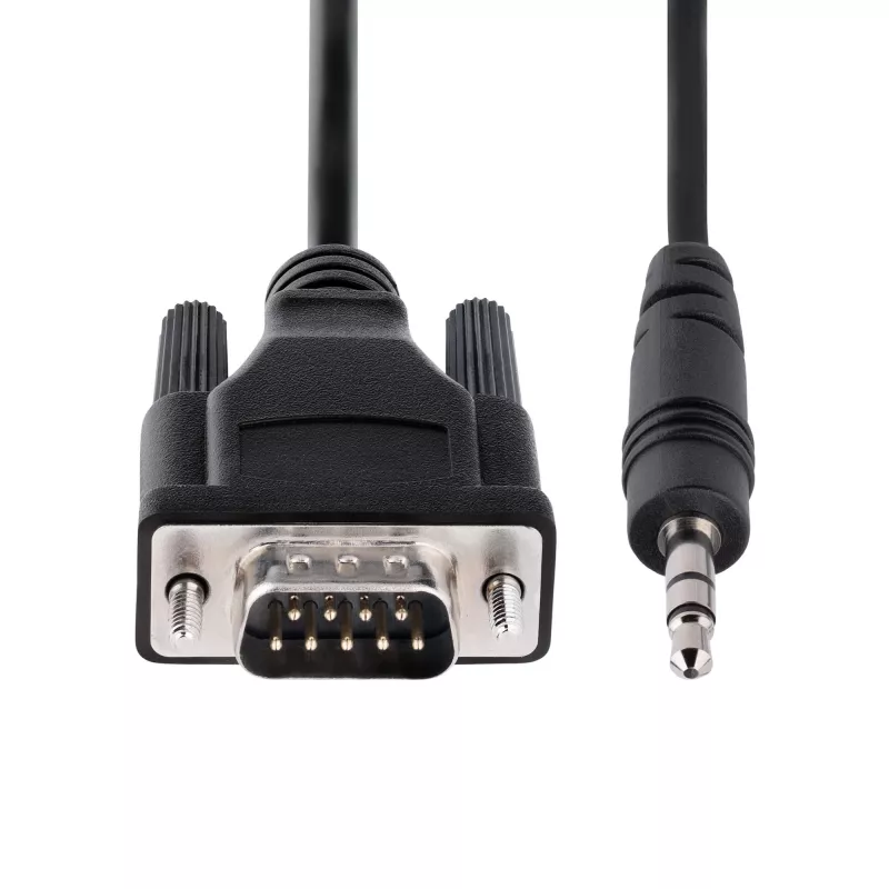 StarTech.com 3 pėdų (1 m) DB9 į 3,5 mm nuoseklųjį kabelį, skirtą nuosekliųjų įrenginių konfigūravimui, RS232 DB9 kištukinis į 3,5 mm kabelis, naudojamas projektorių, skaitmeninių iškabų, televizorių kalibravimui per garso lizdą