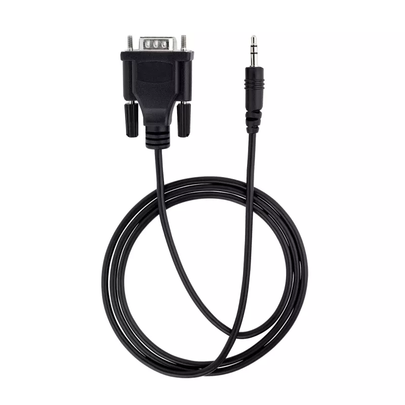 StarTech.com 3 pėdų (1 m) DB9 į 3,5 mm nuoseklųjį kabelį, skirtą nuosekliųjų įrenginių konfigūravimui, RS232 DB9 kištukinis į 3,5 mm kabelis, naudojamas projektorių, skaitmeninių iškabų, televizorių kalibravimui per garso lizdą