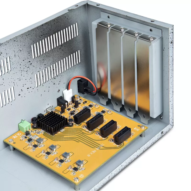StarTech.com 4 lizdų PCIe išplėtimo korpusas su PCIe x2 prieglobos kortele, PCIe 2.0 – 10 Gbps, išoriniai PCIe lizdai staliniams kompiuteriams / serveriams, PCI Express išplėtimo dėžutė / adapteris, 4 PCIe x1 lizdai