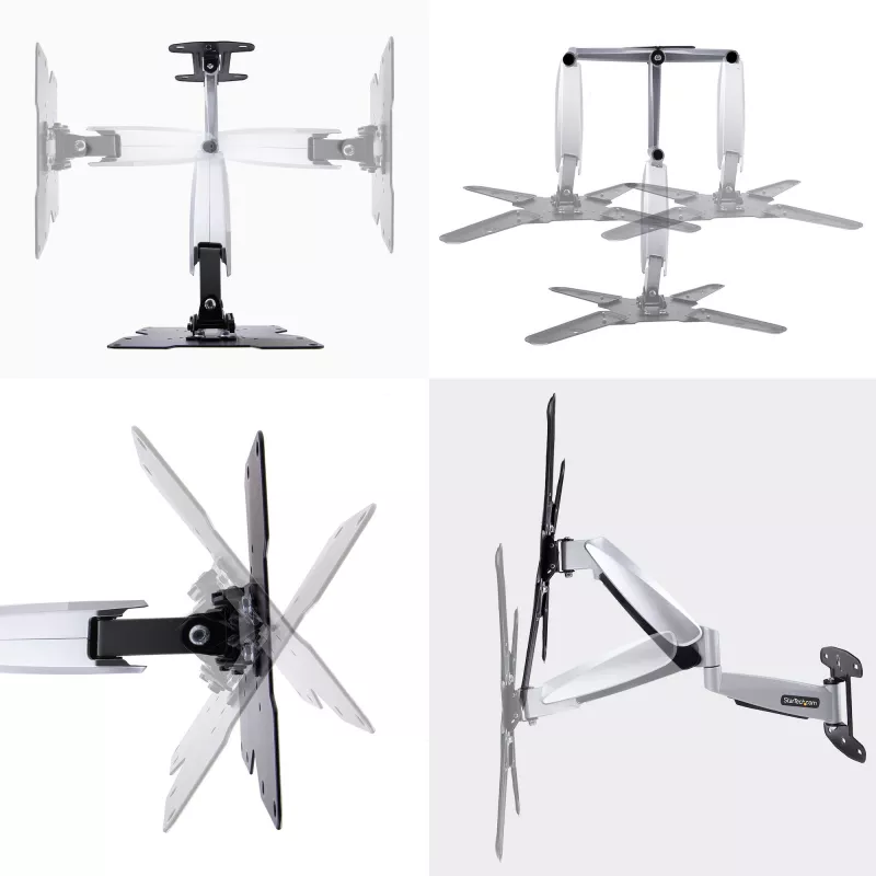 StarTech.com VESA TV sieninis laikiklis, reguliuojamas pilno judesio TV sieninis laikiklis 23–55 colių ekranams, plonas TV tvirtinimo laikiklis, atlaiko 30 kg, ištiesiamas/palenkiamas/pasukamas TV sieninis laikiklis