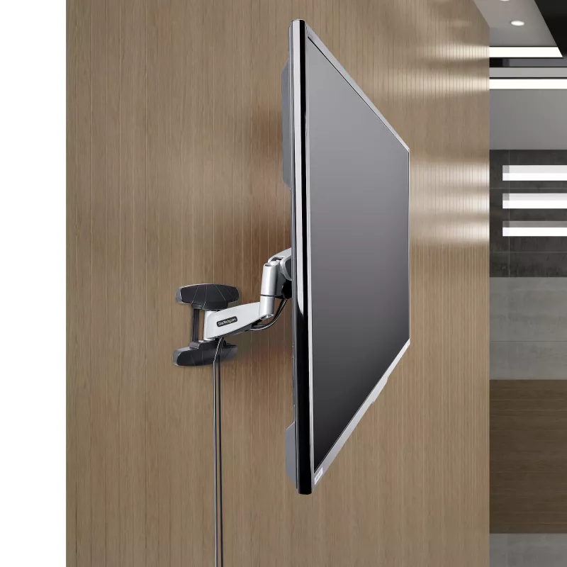 StarTech.com VESA TV sieninis laikiklis, reguliuojamas pilno judesio TV sieninis laikiklis 23–55 colių ekranams, plonas TV tvirtinimo laikiklis, atlaiko 30 kg, ištiesiamas/palenkiamas/pasukamas TV sieninis laikiklis