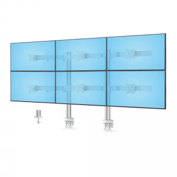 “StarTech.com” šešių monitorių stalinis laikiklis su skersiniu, iki 32 colių kompiuterių ekranams, maks. po 17,6 svaro (8 kg), dviejų stulpelių, C formos spaustuvas / kiauryminis tvirtinimas, reguliuojamas aukštis