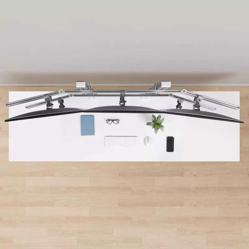 “StarTech.com” šešių monitorių stalinis laikiklis su skersiniu, iki 32 colių kompiuterių ekranams, maks. po 17,6 svaro (8 kg), dviejų stulpelių, C formos spaustuvas / kiauryminis tvirtinimas, reguliuojamas aukštis