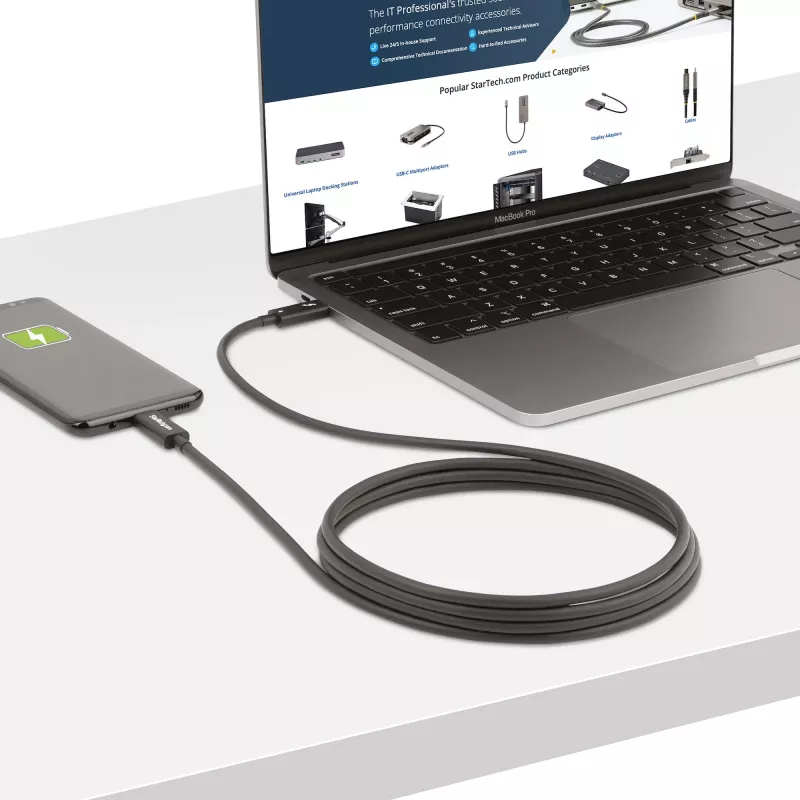 StarTech.com 2 m aktyvus Thunderbolt 4 laidas, 40 Gbps, 100 W Power Delivery, 4K/8K vaizdas, Intel sertifikuotas Thunderbolt laidas – suderinamas su USB4 / Thunderbolt 4 / USB 3.2 / USB Type-C / DisplayPort / Thunderbolt 3