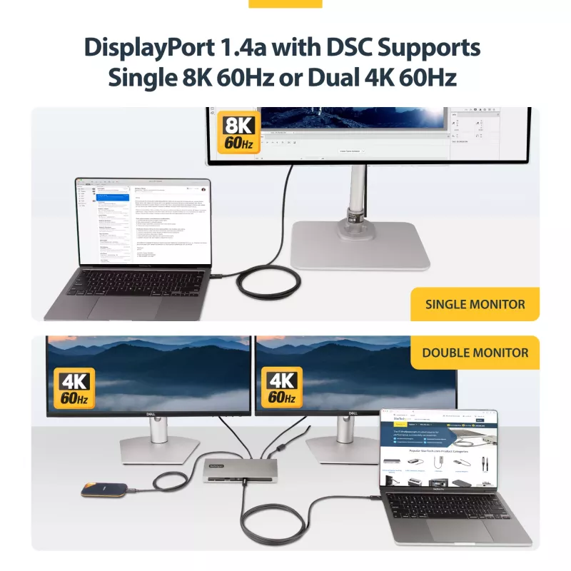 StarTech.com 2 m aktyvus Thunderbolt 4 laidas, 40 Gbps, 100 W Power Delivery, 4K/8K vaizdas, Intel sertifikuotas Thunderbolt laidas – suderinamas su USB4 / Thunderbolt 4 / USB 3.2 / USB Type-C / DisplayPort / Thunderbolt 3
