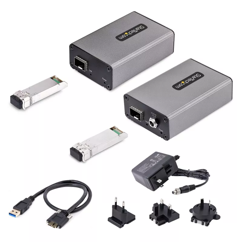 StarTech.com 2 prievadų USB 3.0 ilgintuvas per OM3 daugiagyslį šviesolaidį – LC/LC – 2x 5 Gbps USB-A šakotuvas – 350 m (1150 pėd.) atstumas – patikimas USB šviesolaidinis ilgintuvas – optinis USB ilgintuvas