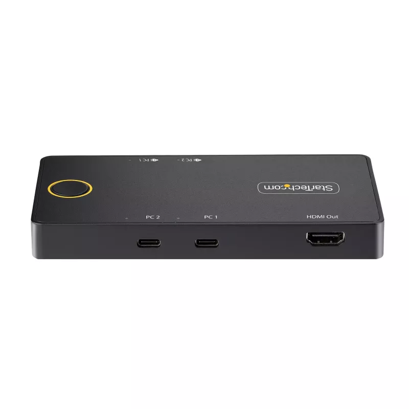 StarTech.com 2 prievadų USB-C KVM jungiklis, vienas 4K 60Hz HDMI monitorius, dvigubi 100W maitinimo perdavimo prievadai, maitinamas per magistralę, suderinamas su USB Type-C/USB4/Thunderbolt 3/4 – mažas korpusas
