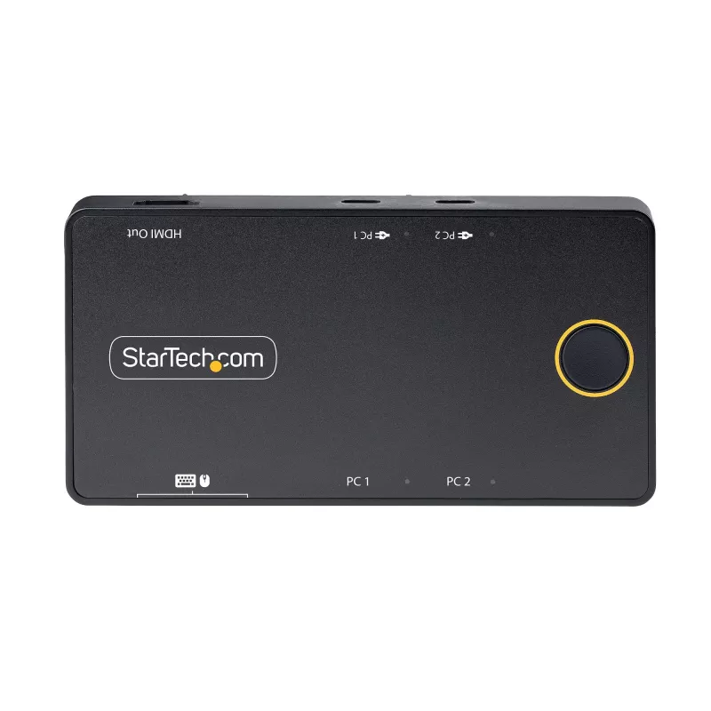 StarTech.com 2 prievadų USB-C KVM jungiklis, vienas 4K 60Hz HDMI monitorius, dvigubi 100W maitinimo perdavimo prievadai, maitinamas per magistralę, suderinamas su USB Type-C/USB4/Thunderbolt 3/4 – mažas korpusas