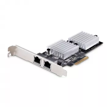 “StarTech.com” 2 prievadų 10GbE PCIe tinklo adapterio plokštė, tinklo plokštė asmeniniams kompiuteriams / serveriams, šešių greičių PCIe eterneto plokštė su didžiųjų kadrų palaikymu, NIC / LAN sąsajos plokštė, 10GBASE-T ir NBASE-T