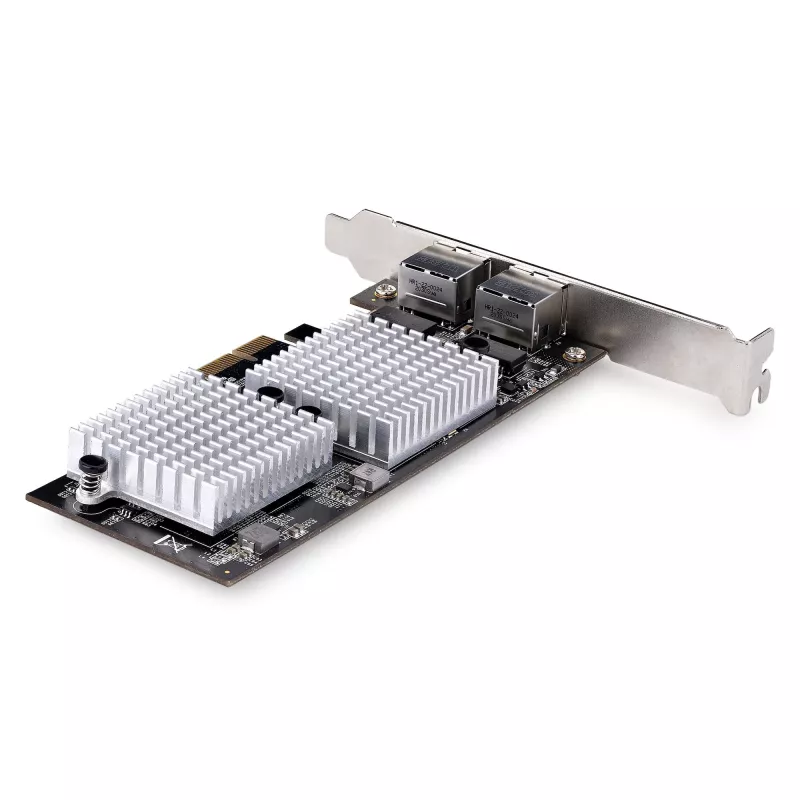 “StarTech.com” 2 prievadų 10GbE PCIe tinklo adapterio plokštė, tinklo plokštė asmeniniams kompiuteriams / serveriams, šešių greičių PCIe eterneto plokštė su didžiųjų kadrų palaikymu, NIC / LAN sąsajos plokštė, 10GBASE-T ir NBASE-T