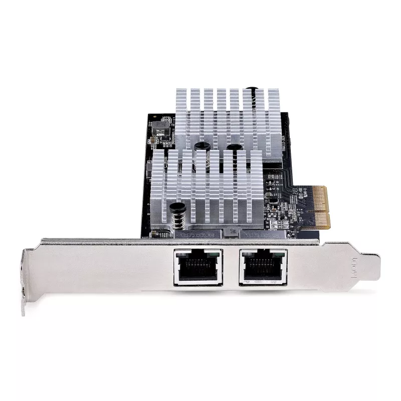 “StarTech.com” 2 prievadų 10GbE PCIe tinklo adapterio plokštė, tinklo plokštė asmeniniams kompiuteriams / serveriams, šešių greičių PCIe eterneto plokštė su didžiųjų kadrų palaikymu, NIC / LAN sąsajos plokštė, 10GBASE-T ir NBASE-T
