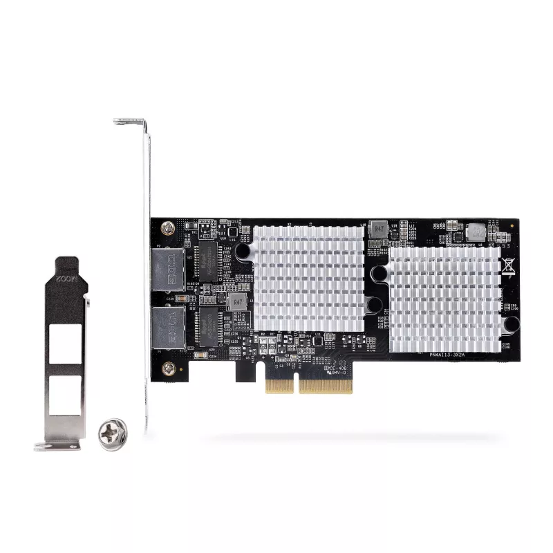 “StarTech.com” 2 prievadų 10GbE PCIe tinklo adapterio plokštė, tinklo plokštė asmeniniams kompiuteriams / serveriams, šešių greičių PCIe eterneto plokštė su didžiųjų kadrų palaikymu, NIC / LAN sąsajos plokštė, 10GBASE-T ir NBASE-T