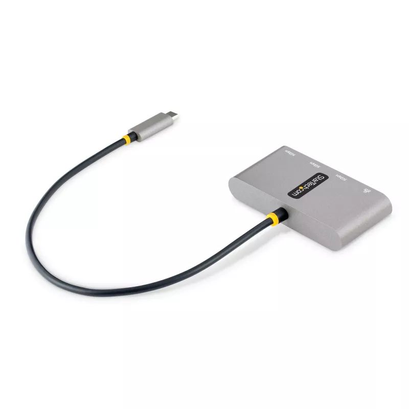 StarTech.com 3 prievadų USB-C šakotuvas su eterneto prievadu - 3x USB-A - Gigabit Ethernet - USB 3.0 5 Gbps - maitinamas per USB - 30 cm integruotas USB-C laidas - Gigabit Ethernet - nešiojamas USB-C į USB-A šakotuvas