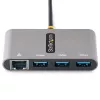 StarTech.com 3 prievadų USB-C šakotuvas su eterneto prievadu - 3x USB-A - Gigabit Ethernet - USB 3.0 5 Gbps - maitinamas per USB - 30 cm integruotas USB-C laidas - Gigabit Ethernet - nešiojamas USB-C į USB-A šakotuvas