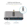 StarTech.com 3 prievadų USB-C šakotuvas su eterneto prievadu - 3x USB-A - Gigabit Ethernet - USB 3.0 5 Gbps - maitinamas per USB - 30 cm integruotas USB-C laidas - Gigabit Ethernet - nešiojamas USB-C į USB-A šakotuvas