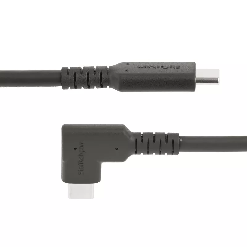 “StarTech.com” 1,6 pėdos (50 cm) tvirtas stačiu kampu USB-C laidas, USB 3.2 Gen 2 (10 Gbps), pilnavertis USB-C į USB-C duomenų perdavimo laidas, 4K 60 Hz DP alternatyvusis režimas, 100 W energijos tiekimas – 90 laipsnių USB Type-C laidas