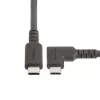 “StarTech.com” 1,6 pėdos (50 cm) tvirtas stačiu kampu USB-C laidas, USB 3.2 Gen 2 (10 Gbps), pilnavertis USB-C į USB-C duomenų perdavimo laidas, 4K 60 Hz DP alternatyvusis režimas, 100 W energijos tiekimas – 90 laipsnių USB Type-C laidas
