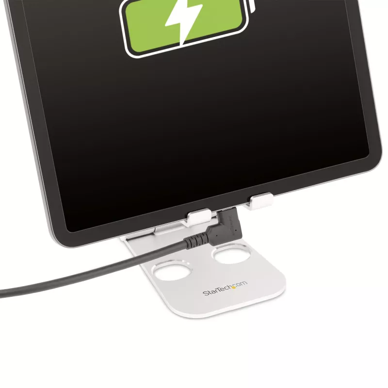 “StarTech.com” 1,6 pėdos (50 cm) tvirtas stačiu kampu USB-C laidas, USB 3.2 Gen 2 (10 Gbps), pilnavertis USB-C į USB-C duomenų perdavimo laidas, 4K 60 Hz DP alternatyvusis režimas, 100 W energijos tiekimas – 90 laipsnių USB Type-C laidas