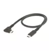 “StarTech.com” 1,6 pėdos (50 cm) tvirtas stačiu kampu USB-C laidas, USB 3.2 Gen 2 (10 Gbps), pilnavertis USB-C į USB-C duomenų perdavimo laidas, 4K 60 Hz DP alternatyvusis režimas, 100 W energijos tiekimas – 90 laipsnių USB Type-C laidas