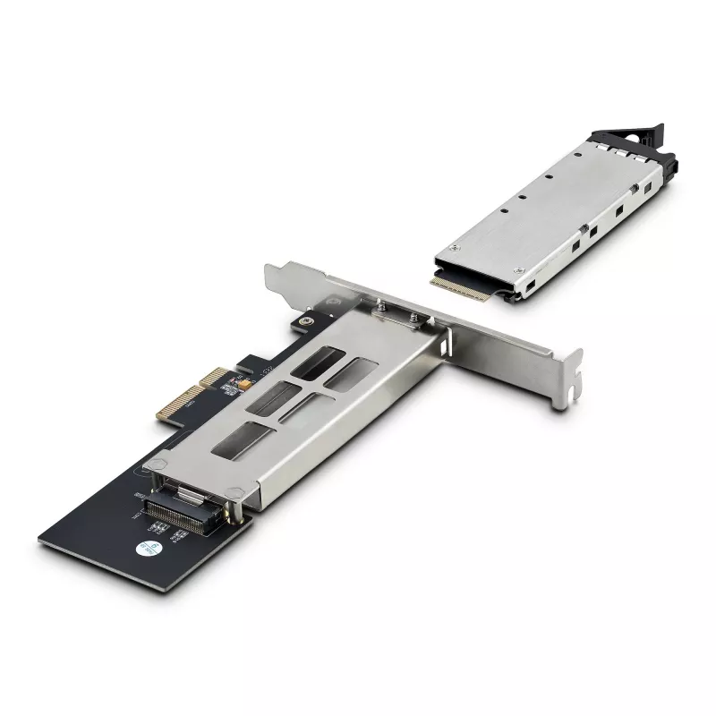 StarTech.com M.2 NVMe SSD į PCIe x4 mobilųjį stovą / galinę plokštę su išimamu dėklu, skirtu PCI Express išplėtimo lizdui, montavimas be įrankių, PCIe 4.0/3.0 karšto keitimo diskų skyrius, raktinis užraktas – pridedami 2 raktai