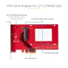 StarTech.com U.3 į PCIe adapterio plokštė, PCIe 4.0 x4 adapteris 2,5 colio U.3 NVMe SSD diskams, SFF-TA-1001 PCI Express išplėtimo plokštė staliniams kompiuteriams / serveriams, TAA atitinkanti – nepriklausoma nuo OS