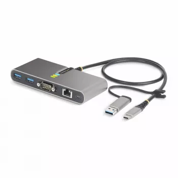 “StarTech.com” 2 prievadų USB-C šakotuvas su eternetu ir RS-232, pritvirtintas USB-C į USB-A adapteris, 100W PD pralaidumas, 2x USB-A 5Gbps, gigabitinis eternetas, RS232 nuoseklusis (FTDI)