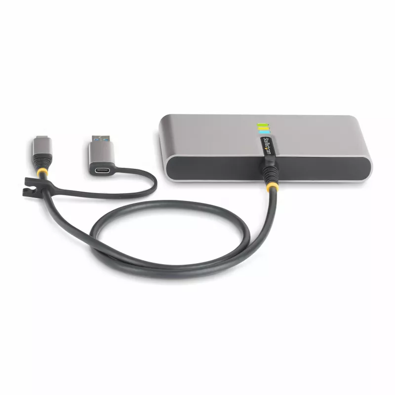 “StarTech.com” 2 prievadų USB-C šakotuvas su eternetu ir RS-232, pritvirtintas USB-C į USB-A adapteris, 100W PD pralaidumas, 2x USB-A 5Gbps, gigabitinis eternetas, RS232 nuoseklusis (FTDI)