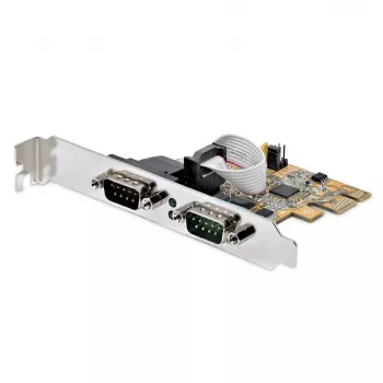 StarTech.com 2 prievadų PCI Express nuosekliosios sąsajos kortelė, dviejų prievadų PCIe į RS232 (DB9) nuoseklioji kortelė, 16C1050 UART, žemo/viso profilio laikikliai, COM išlaikymas, Windows/Linux