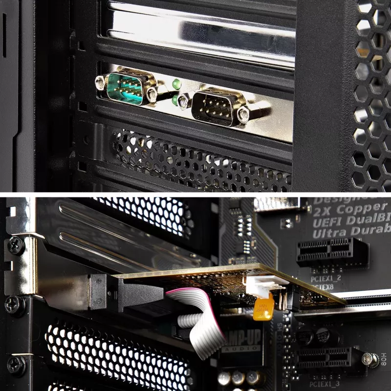 StarTech.com 2 prievadų PCI Express nuosekliosios sąsajos kortelė, dviejų prievadų PCIe į RS232 (DB9) nuoseklioji kortelė, 16C1050 UART, žemo/viso profilio laikikliai, COM išlaikymas, Windows/Linux