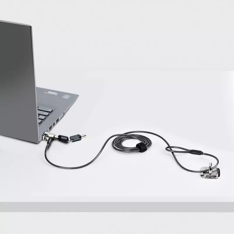 StarTech.com Nano nešiojamojo kompiuterio kabelinė spyna, 2 m, apsauginė rakinama spyna, apsauginiai kabelių užraktai Nano lizdo nešiojamiesiems kompiuteriams, skirta EliteBook/LenovoX1/2-in-1 nešiojamiesiems kompiuteriams, atspari pjovimui, plieninė kabelinė spyna nešiojamajam kompiuteriui