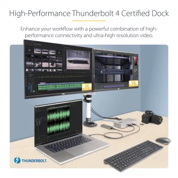 StarTech.com Universal USB4 & Thunderbolt 4 Docking Station, Quad Display on Windows, Dual Display on MacBook, HDMI DP Dock su 98W Laptop Charging