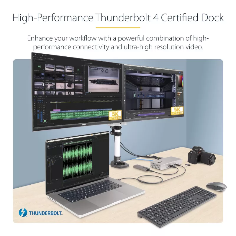StarTech.com Universal USB4 & Thunderbolt 4 Docking Station, Quad Display on Windows, Dual Display on MacBook, HDMI DP Dock su 98W Laptop Charging