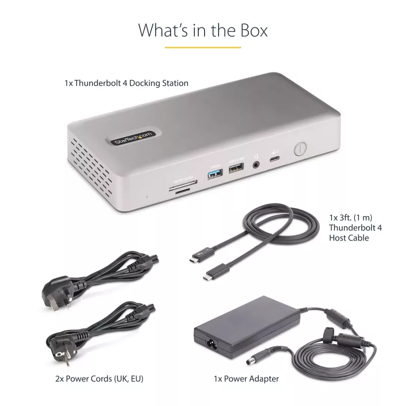 StarTech.com Universal USB4 & Thunderbolt 4 Docking Station, Quad Display on Windows, Dual Display on MacBook, HDMI DP Dock su 98W Laptop Charging