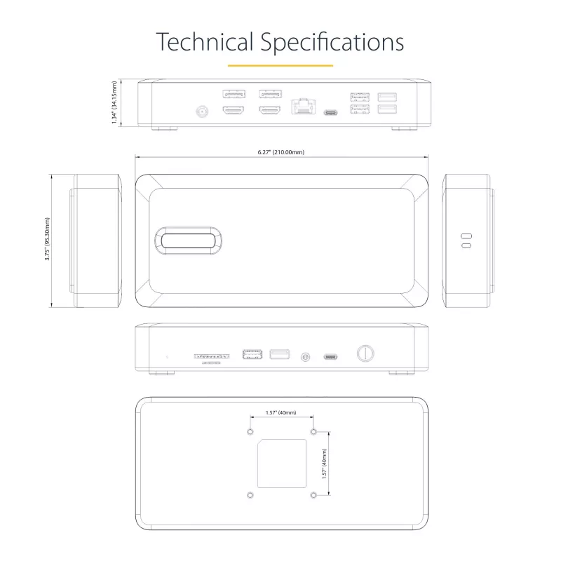 StarTech.com Universal USB4 & Thunderbolt 4 Docking Station, Quad Display on Windows, Dual Display on MacBook, HDMI DP Dock su 98W Laptop Charging
