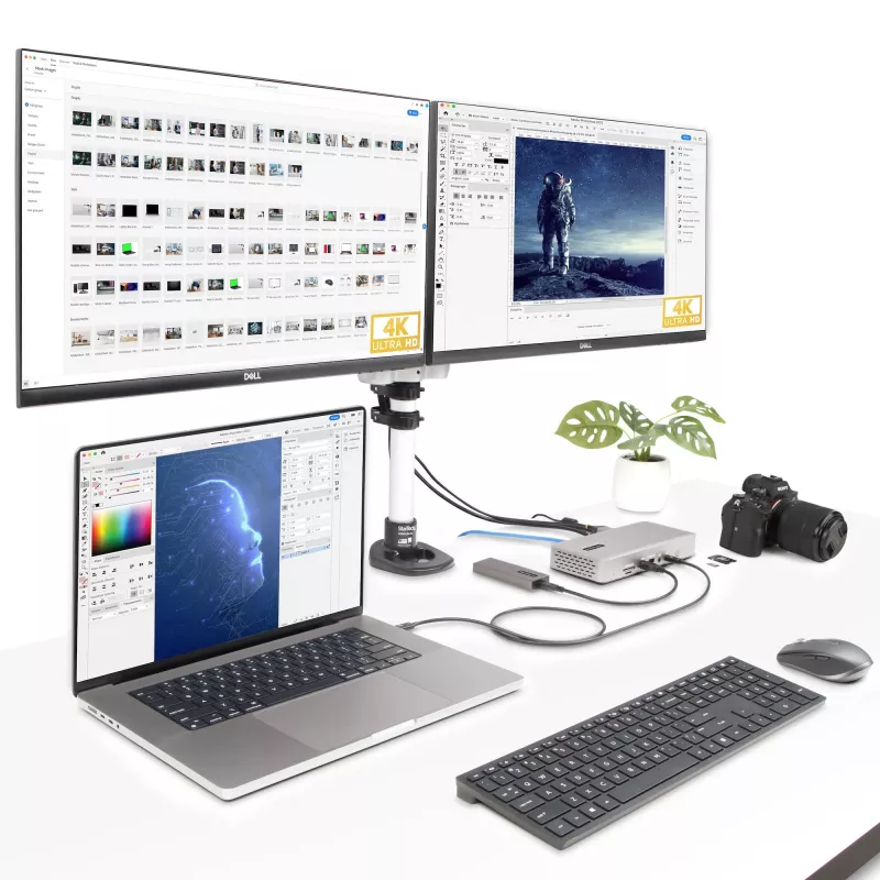 StarTech.com Universal USB4 & Thunderbolt 4 Docking Station, Quad Display on Windows, Dual Display on MacBook, HDMI DP Dock su 98W Laptop Charging