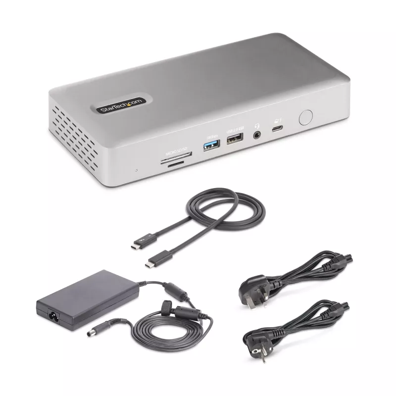 StarTech.com Universal USB4 & Thunderbolt 4 Docking Station, Quad Display on Windows, Dual Display on MacBook, HDMI DP Dock su 98W Laptop Charging
