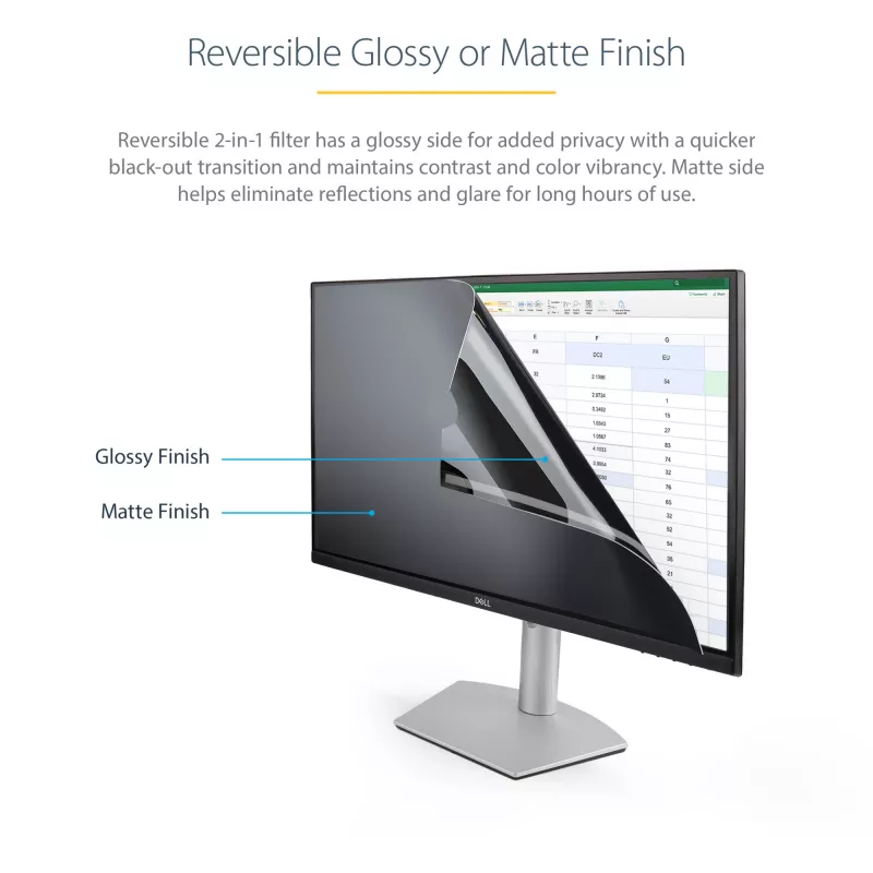 StarTech.com 22 colių 16:9 kompiuterio monitoriaus privatumo filtras, apsaugantis nuo akinimo privatumo ekranas su 51 % mėlynos šviesos mažinimu, monitoriaus ekrano apsauga su +/- 30 laipsnių matymo kampu