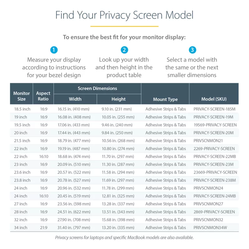 StarTech.com 22 colių 16:9 kompiuterio monitoriaus privatumo filtras, apsaugantis nuo akinimo privatumo ekranas su 51 % mėlynos šviesos mažinimu, monitoriaus ekrano apsauga su +/- 30 laipsnių matymo kampu